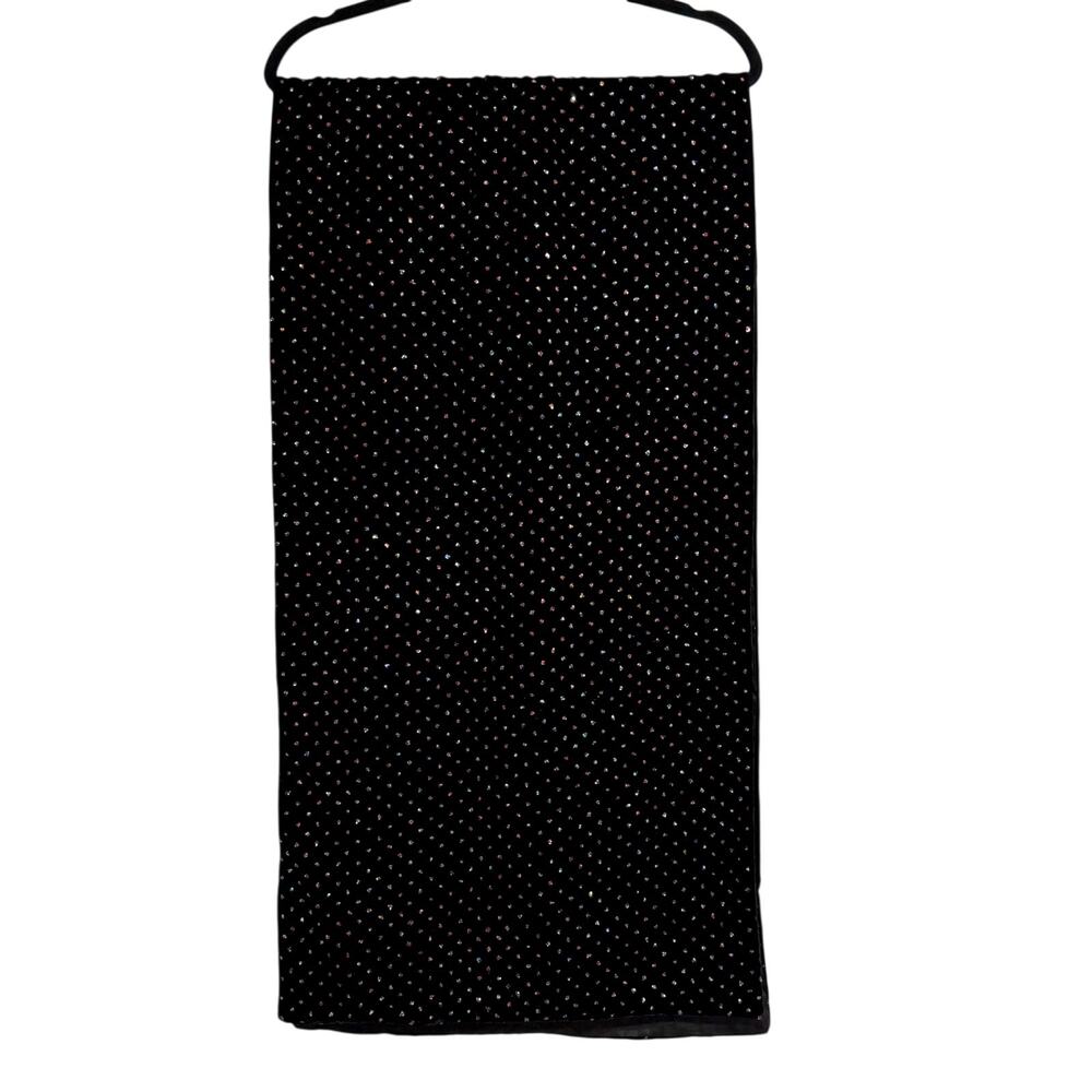 Black Velvet Rhinestone Studded Shawl Wrap Whimsigoth Goth Witchy 68x18